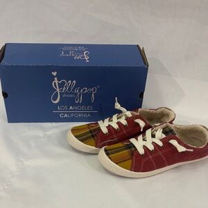 Jellypop Plaid Sneakers in Red and Yellow